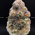 Sandstorm strain buds covered in frosty white trichomes, perfect for Washington DC and Virginia cannabis delivery customers seeking top-shelf indica flower.