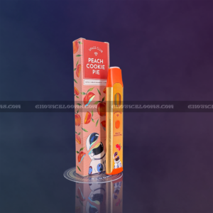 Space Club Peach Cookie Pie disposable vape pen with packaging, available for cannabis delivery in Washington DC, Arlington, and Alexandria.