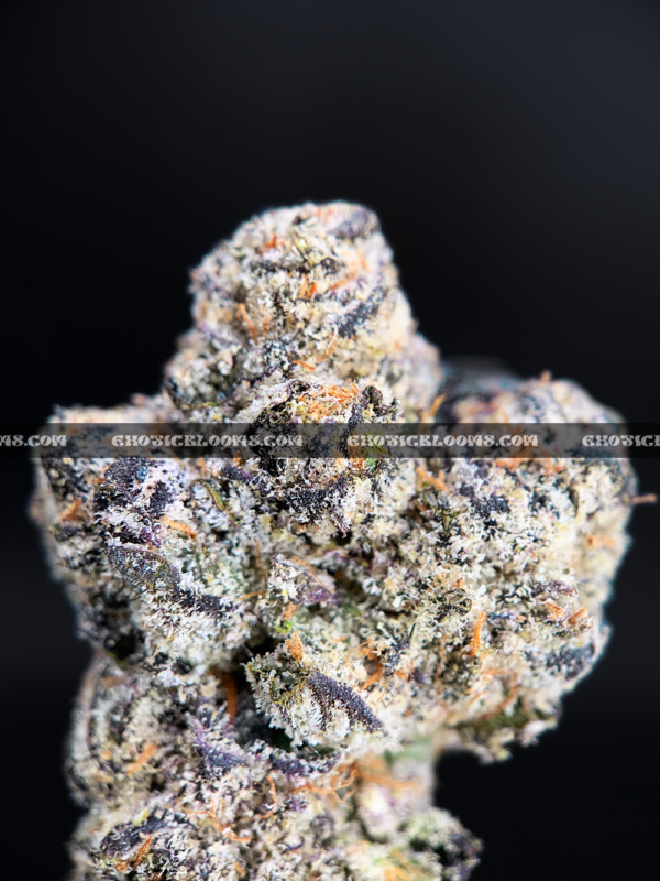 Cherry Gumbo cannabis strain with sweet cherry bubblegum aroma and frosty purple-green buds, available for DC and Virginia delivery.
