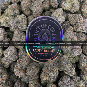 Hawaiian Breeze cannabis flower with dense mint green buds, amber trichomes, and tropical aroma