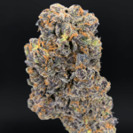 Benanimals strain by Lumpy’s Flowers, rare West Coast sativa hybrid available in Northern Virginia through Exotic Blooms, frosty purple buds with gassy berry aroma