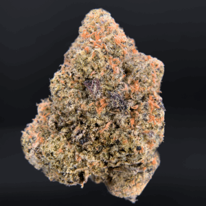 Dry Ice strain dense olive-green buds with pink-tinted trichomes, delivering 25–26% THC. Available for cannabis delivery in Washington DC, Virginia, Maryland, and Richmond.