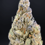 Strawberry Jack cannabis strain with 23–25% THC. Large frosty mint-green buds with amber hairs and strawberry aroma. Available for weed delivery in Washington DC, Virginia, Maryland, and Richmond.