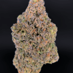 Pink Monet hybrid cannabis strain with 26–30% THC, sweet cherry aroma, purple-green buds, and uplifting yet relaxing effects, available for weed delivery in Washington DC, Northern Virginia, Richmond, and Maryland via Exotic Blooms.