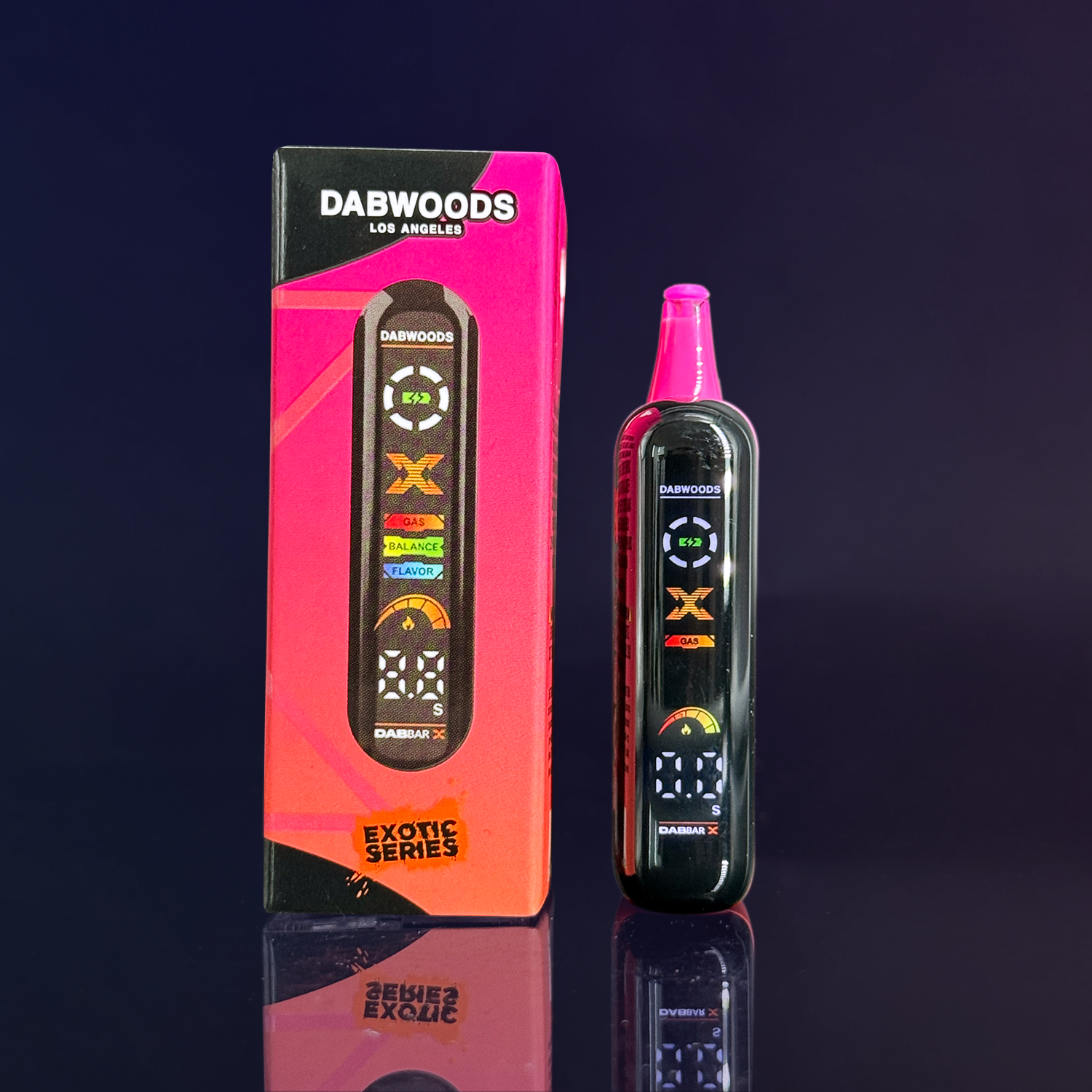 Dabwoods Dab Bar X 2 gram liquid live diamonds all-in-one vape pen available from Exotic Blooms in Northern Virginia and the DMV