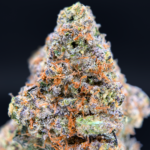 Rocky Candy indica dominant cannabis strain with frosty trichome covered buds available at Exotic Blooms Washington DC weed delivery