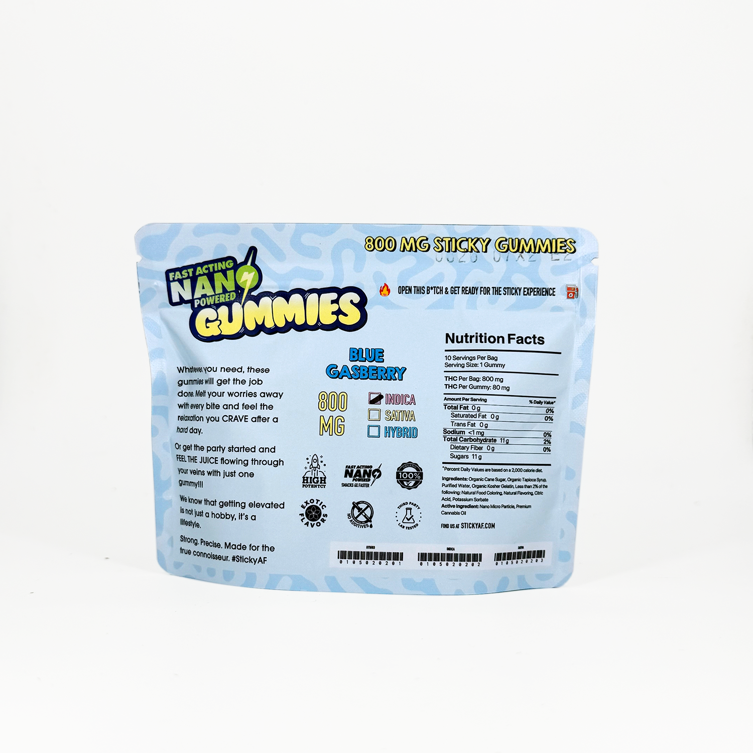 Sticky Nano Gummies fast acting cannabis edibles available for Washington DC and Virginia weed delivery from Exotic Blooms