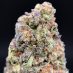 GMO Cake balanced hybrid cannabis strain with frosty trichome buds available at Exotic Blooms Washington DC weed delivery