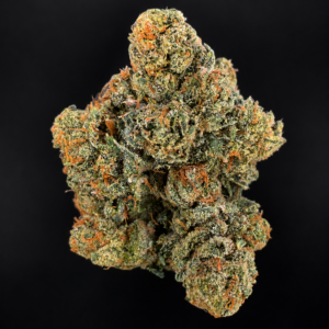 The ONE OG by West Coast Cure and G3 Cultivators featuring fresh April 2026 harvested OG flower with dense trichome coverage and loud classic gas terpenes available through Exotic Blooms Washington DC cannabis delivery