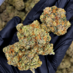 Premium indoor Headband OG hybrid flower with frosty green buds and orange pistils available for Northern Virginia weed delivery