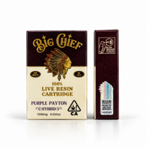 Big Chief 100% Live Resin Cartridge 1G with premium wood-tip hardware and full-spectrum live resin, featured by Exotic Blooms in Washington DC and Northern Virginia.