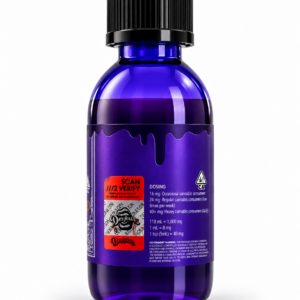 Devour Nano Enhanced THC Syrup 1000MG Grape liquid cannabis edible bottle and packaging for customers searching for THC syrup in Washington DC and Virginia.