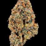 Green Crack sativa-dominant flower with dense green nugs, orange pistils and sparkling trichomes available as an Exotic Blooms Oz Deal for Virginia weed delivery