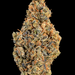 Green Crack sativa-dominant flower with dense green nugs, orange pistils and sparkling trichomes available as an Exotic Blooms Oz Deal for Virginia weed delivery