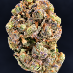 Frosted purple and green Toad’s Venom indica-dominant flower available for DC and Virginia weed delivery